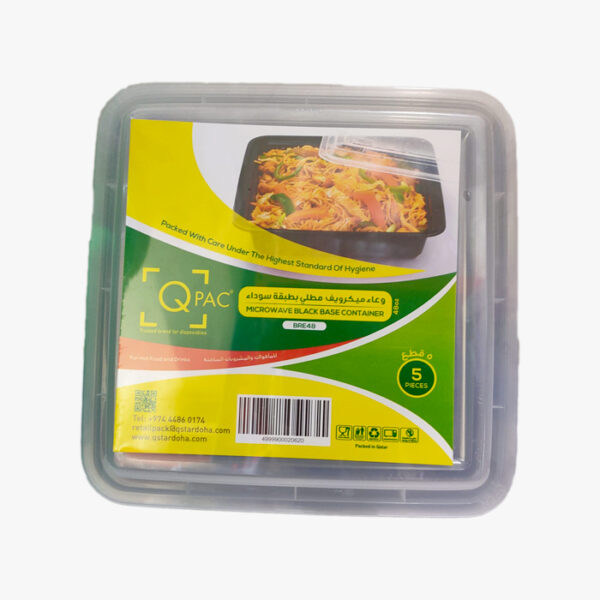 Microwave black base container 48 oz 5 pcs